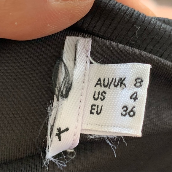 Princess Polly Black Long Sleeve Square Neck Tie Cut Out Back Mini Dress - Picture 10 of 11